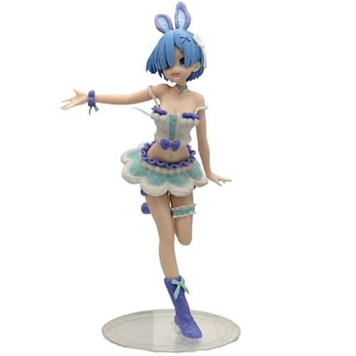 REOZIGN REM-Figur, Ram, stehend, Hasenohren, Figur REM Ram, 21 cm, handgefertigt, Spielmodell, Statue, Sammlung, Geschenk zum Basteln (Blau) von REOZIGN