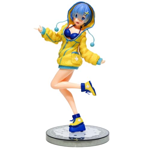 REOZIGN REM Figur, Winter-Sweatshirt mit Kapuze, REM-Figur, 23 cm, handgefertigte Cosplay-Figur aus PVC, Souvenir für Anime-Fans (Gelb) von REOZIGN