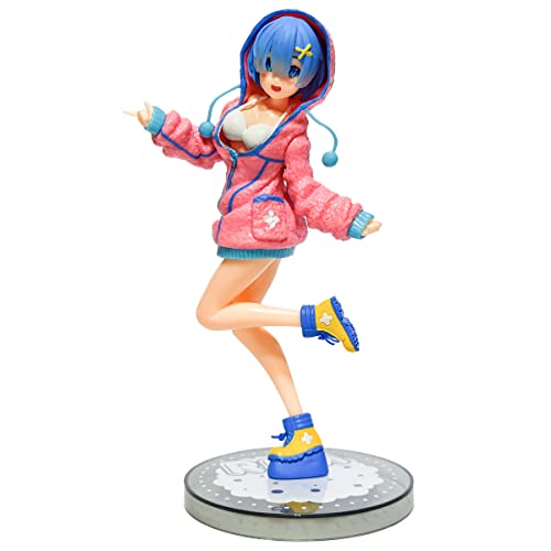 REOZIGN REM Figur, Winter-Sweatshirt mit Kapuze, REM-Figur, 23 cm, handgefertigte Cosplay-Figur aus PVC, Souvenir für Anime-Fans (Pink) von REOZIGN
