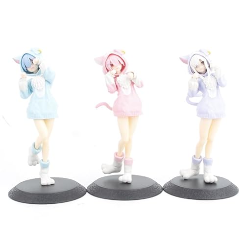 REOZIGN REM-Figur, drei stehende Elfen, Anime-Figuren REM, 14 cm, handgefertigt, aus PVC, Manga-Spielfigur, Dekoration, Geschenk zum Basteln von REOZIGN