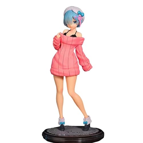 REOZIGN REM-Figur, stehende REM-Figur, 23 cm, handgefertigt, aus PVC, Cosplay-Andenken, zum Sammeln, für Anime-Fans (Pink) von REOZIGN