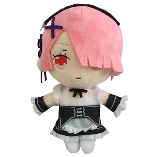 REOZIGN REM-Plüschtier, Widder-Plüschpuppe, Dienstmädchenkostüm, Q-Version, 20 cm, handgefertigte Sammelfiguren aus PP-Baumwolle für Anime-Fans. (b) von REOZIGN