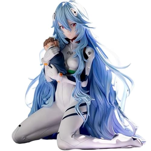 REOZIGN Rei Ayanami Figur, langes sitzendes Haar, Anime Rei Ayanami, 13 cm, handgefertigt, PVC, Spielfigur, Dekoration, Kunsthandwerksgeschenk von REOZIGN
