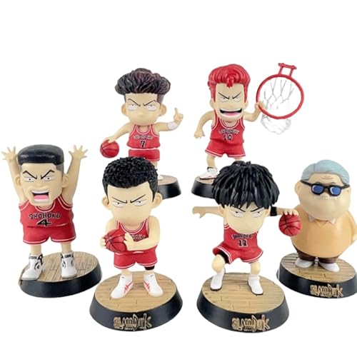 REOZIGN Sakuragi, Akagi, Miyagi, Rukawa, Anzai, Figure Mitsui, 6 Stück, Q Action-Version, stehend, 15 cm, handgefertigt, PVC, Statuen, Souvenirs, Geschenke von REOZIGN