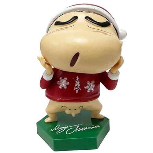 REOZIGN Shinnosuke Figur, Weihnachtsmannmütze, Q-Version Shinnosuke Nohara, 11 cm, Cosplay, handgefertigt, aus PVC, Souvenir für Anime-Fans (a) von REOZIGN