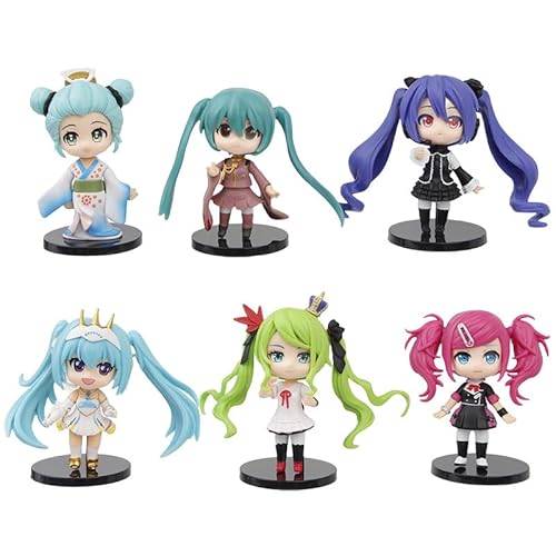 REOZIGN Stehende Hatsune Figur, 6 Stück, Q-Version, 10 cm große Hatsunenfigur, Spielfigurenmodell, Sammlerstatue, Geschenk zum Basteln von REOZIGN