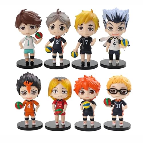 REOZIGN YU Nishinoya, Hinata Shoyo, 8 Volleyball-Figuren für Jungen, Q-Version, 10 cm, PVC, Charaktermodell, Dekoration, Geschenke von REOZIGN