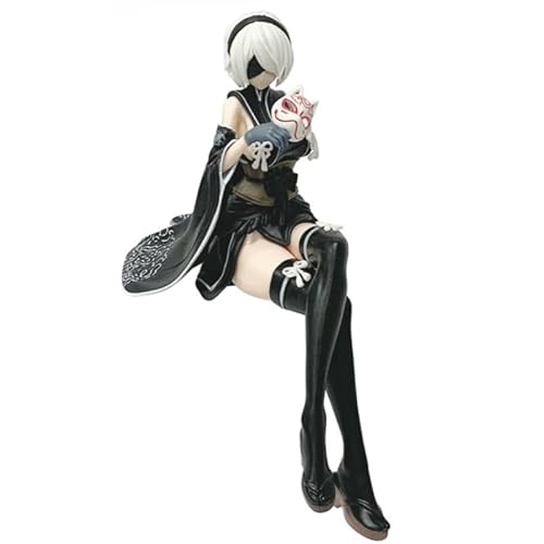 REOZIGN Yorha A2 2b Figur, stehend, schwarz, Kimono, Action-Figuren, 21 cm, Anime-Spielfigur, Statuenstatue, Büro (A2) von REOZIGN