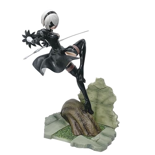 REOZIGN Yorha Figur 2B, Augenmaske, Yorha Kampffigur 2B, 23 cm, PVC, Cosplay, Sammlerstück, Geschenk für Anime-Fans (Schwarz) von REOZIGN