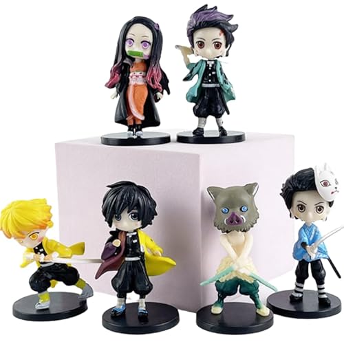 Tanjirou, Agatsuma Zenitsu, Nezuko Figur, Q Version 6 Stück Anime-Figuren, handgefertigtes Modell, Handled (b) von REOZIGN