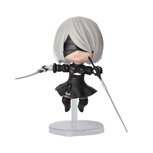 Yorha Figur 2B, 9S, Kaine, A2, Kampffigur Q-Version, 10 cm, handgefertigt, Spieldekoration, Geschenk für Anime-Fans (E) von REOZIGN