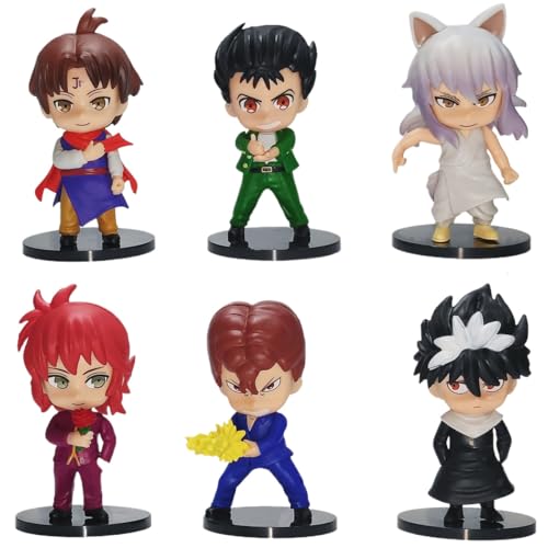 Yusuke Urameshi Figur, Hiei, Kurama, Q-Version, 6 stehende Figuren, 9 cm, handgefertigt, Spielfigur, zum Sammeln, Bastelgeschenk (b) von REOZIGN