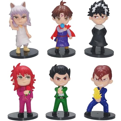 Yusuke Urameshi Figur, Hiei, Kurama, Q-Version, 6 stehende Figuren, 9 cm, handgefertigt, Spielfigur, zum Sammeln, Kunsthandwerksgeschenk (a) von REOZIGN