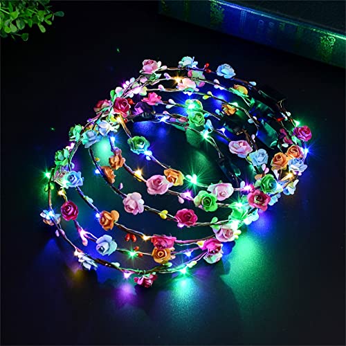 REQO LED-Blumenkrone, 12 Stück, beleuchtetes Blumenkronen-Stirnband für Mädchen, Frauen, Kinder, für Halloween, Cosplay, Weihnachten, Geburtstag, Hochzeit, Karneval, Strandparty REQO LED-Blumenkrone, 12 Stück, beleuchtetes Blumenkronen-Stirnband für Mädchen, Frauen, Kinder, für Halloween, Cosplay, Weihnachten, Geburtstag, Hochzeit, Karneval, Strandparty von REQO