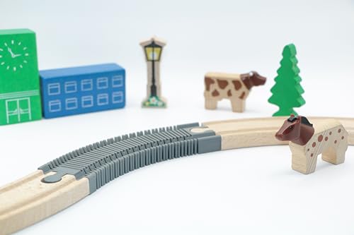 Flexischiene für Holzeisenbahn (4er Paket) (Grau) von RERA TOYS