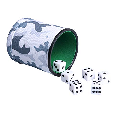 RERIVER PU Leather Dice Cup with 6 Dice, Felt Lined Interior Quiet Shaker for Liars Dice/Farkle/Yahtzee Game, Camouflage Patterns RERIVER PU Leather Dice Cup with 6 Dice, Felt Lined Interior Quiet Shaker for Liars Dice/Farkle/Yahtzee Game, Camouflage Patterns von RERIVER