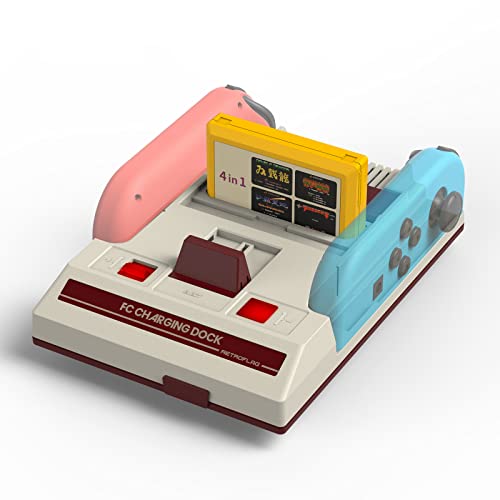RETROFLAG FC Joy-Con Ladestation für Switch mit Überladeschutz, LED-Batterieanzeige, Design im Famicom-Stil, Kassettenspielkartenspeicher von RETROFLAG