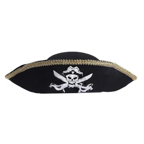 Fashion Tricorne Cosplay Pirate Bühnenaufführungen Gespannte Party Requisiten Halloween Kostüm Accessoire Theme Party von RETUOLWAG