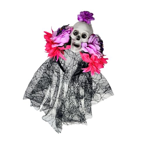 Gothic Spiderweb Spitze Haarband mit Harz Schädel Rosen für Halloween Punk Partys & Cosplay Multi Zweck Halloween Haarband Harz von RETUOLWAG