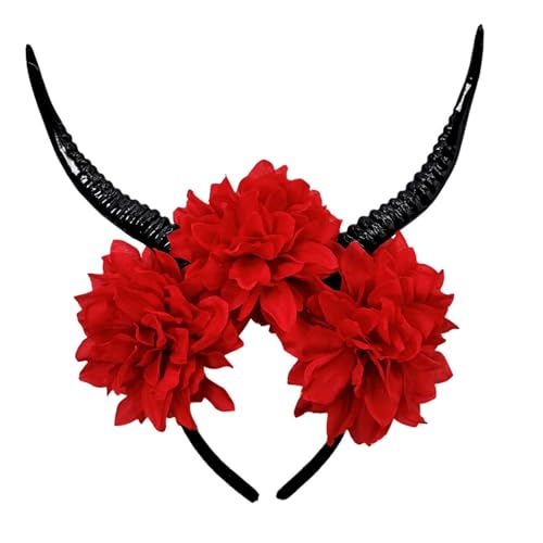 Haarreif für Kinder und Erwachsene, Blumen-Antilopen-Horn, Harz, Kostüm-Requisiten für Themenpartys, leichte Party-Haardekoration, Harz, Kostüm, Kopfschmuck für Erwachsene und Kinder von RETUOLWAG
