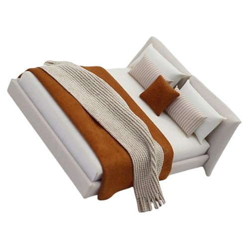 Miniatur-Doppelbett mit Bettwäsche, Schlafzimmermöbel, realistische Details, Design für 1/20 Puppenhäuser, cremefarben Miniatur-Doppelbett mit Bettwäsche, Schlafzimmermöbel, realistische Details, Design für 1/20 Puppenhäuser, cremefarben von RETUOLWAG