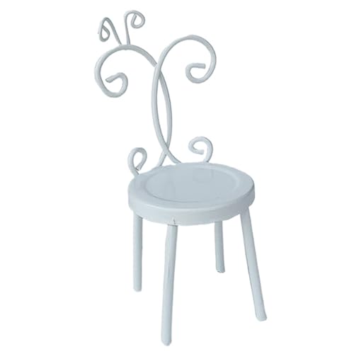 Miniatur-Sofa-Stuhl für Puppenhäuser, Zubehör, Kindermöbel, Stuhl, Modellbau, pädagogische Miniatur für Kinder, Weiß / goldfarben von RETUOLWAG