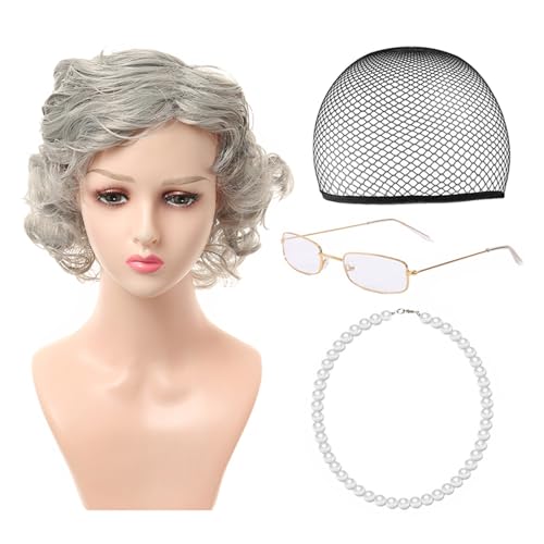 RETUOLWAG 100 Tage Schul-Cosplay-Kostüm-Set, Kinder, alte Dame, Kostüm-Zubehör, Perlen, Halskette, Brille, Ohrringe, Krücken, Geschenke RETUOLWAG 100 Tage Schul-Cosplay-Kostüm-Set, Kinder, alte Dame, Kostüm-Zubehör, Perlen, Halskette, Brille, Ohrringe, Krücken, Geschenke von RETUOLWAG