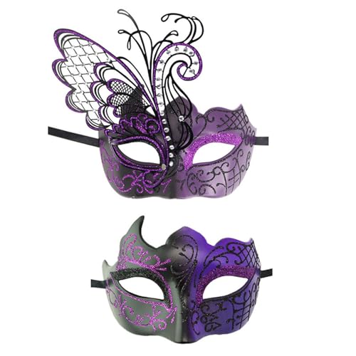 RETUOLWAG 2pcs Männer Frauen Maskerade Gesichtsbedeckung Schmetterling Eyemask Halbe Gesichtsbedeckung Halloween Kostümdekoration Party von RETUOLWAG