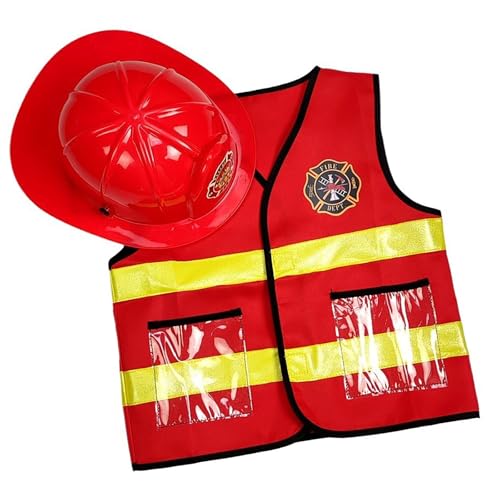 RETUOLWAG Chiefs Rollenspiele Kostüm Dress Up Set Tun Vor Dass Fighter Outfit Mit Realistischem Accessoires Feuerwehr Kostüm Kinder Feuerwehrmann von RETUOLWAG