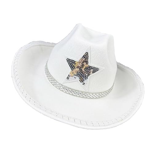 RETUOLWAG Cowgirl-Hut mit Schmucksteinen, schwer, beleuchtet, Panama-Hut, Überraschung, Mädchen, Jungen, Brauthut für Karneval, Musikfestival von RETUOLWAG