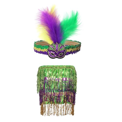 RETUOLWAG Einzigartiges 2-teiliges Karnevals-Outfit-Zubehör mit gefiederter Dekoration, Partykleidung für einen herausragenden Look RETUOLWAG Einzigartiges 2-teiliges Karnevals-Outfit-Zubehör mit gefiederter Dekoration, Partykleidung für einen herausragenden Look von RETUOLWAG