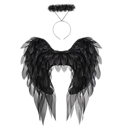 RETUOLWAG Engel-Kostüm, Flügel und Heiligenschein, Stirnband, Feen, Engel, Halloween, Cosplay, Party, Kostüme für Damen, Mädchen, Geschenke und Heiligenschein von RETUOLWAG