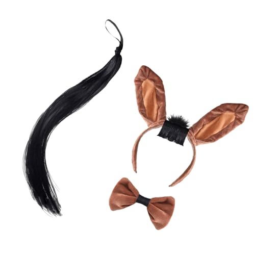 RETUOLWAG Esel-Kostüm-Zubehör für Mädchen, Halloween, Cosplay, inklusive Eselohren, Stirnband, Eselschwanz, Rock und Fliege RETUOLWAG Esel-Kostüm-Zubehör für Mädchen, Halloween, Cosplay, inklusive Eselohren, Stirnband, Eselschwanz, Rock und Fliege von RETUOLWAG