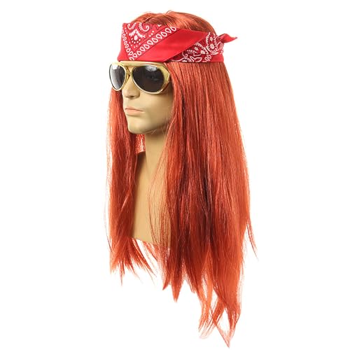 RETUOLWAG Fancy Hippie Perücken Rocker Set für Cosplays Party Fancy Dress Up Rocker Perücken Set 80er Jahre Lustiges Rocker Star Kostüm Zubehör RETUOLWAG Fancy Hippie Perücken Rocker Set für Cosplays Party Fancy Dress Up Rocker Perücken Set 80er Jahre Lustiges Rocker Star Kostüm Zubehör von RETUOLWAG