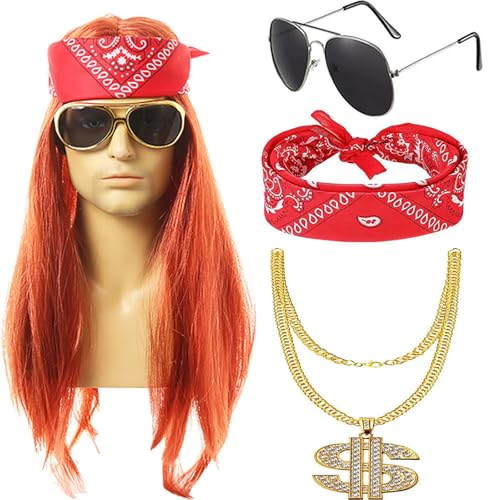 RETUOLWAG Fancy Hippie Perücken Rocker Set für Cosplays Party Fancy Dress Up Rocker Perücken Set 80er Jahre Lustiges Rocker Star Kostüm Zubehör RETUOLWAG Fancy Hippie Perücken Rocker Set für Cosplays Party Fancy Dress Up Rocker Perücken Set 80er Jahre Lustiges Rocker Star Kostüm Zubehör von RETUOLWAG