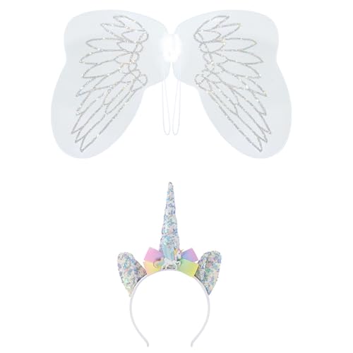 RETUOLWAG Feenflügel, Einhörner, Flügel mit Stirnband, Set, Einhörner, Stirnband, Prinzessinnenflügel, Halloween-Kostüm, Flügel für Party RETUOLWAG Feenflügel, Einhörner, Flügel mit Stirnband, Set, Einhörner, Stirnband, Prinzessinnenflügel, Halloween-Kostüm, Flügel für Party von RETUOLWAG