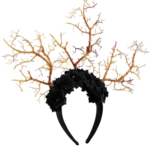 RETUOLWAG Haarreif für Mädchen, Halloween, zarter Zweig, Rose, Stirnband, Party-Kostüm, Hexen-Haarreif für Live-Shows RETUOLWAG Haarreif für Mädchen, Halloween, zarter Zweig, Rose, Stirnband, Party-Kostüm, Hexen-Haarreif für Live-Shows von RETUOLWAG