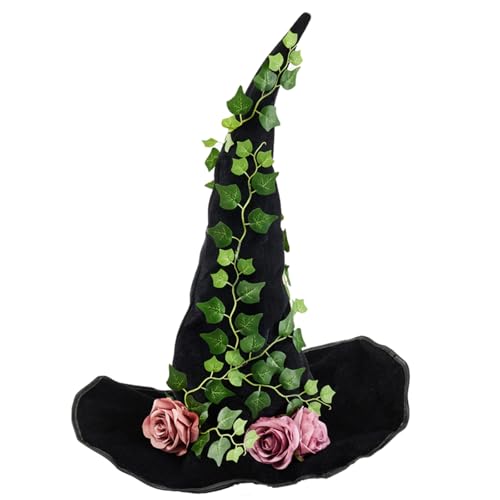 RETUOLWAG Hexenhut, einzigartige Blume, dekoriert für Mode-Enthusiasten, geeignet für Halloween-Kostüme, Cosplay-Partys von RETUOLWAG