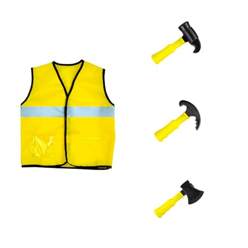 RETUOLWAG Kinderbuilder Arbeiter Kostüm Halloween Feuerwehrmann Outfits Mit Rollenspielwerkzeugzubehör Für 3-12 Jungen Mädchen Kinder Rollenspiel Kostüm RETUOLWAG Kinderbuilder Arbeiter Kostüm Halloween Feuerwehrmann Outfits Mit Rollenspielwerkzeugzubehör Für 3-12 Jungen Mädchen Kinder Rollenspiel Kostüm von RETUOLWAG