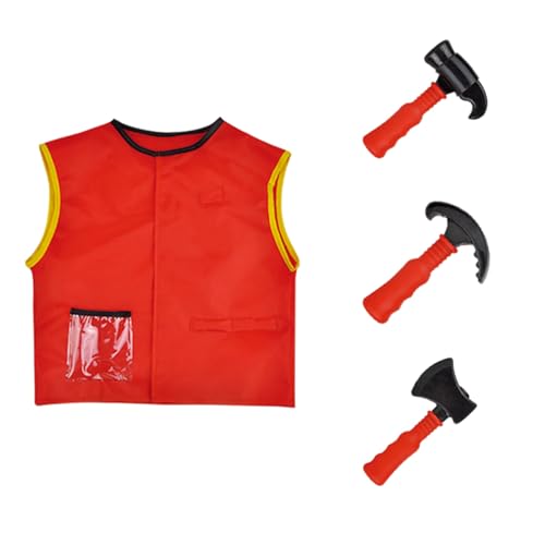 RETUOLWAG Kinderbuilder Arbeiter Kostüm Halloween Feuerwehrmann Outfits Mit Rollenspielwerkzeugzubehör Für 3-12 Jungen Mädchen Kinder Rollenspiel Kostüm RETUOLWAG Kinderbuilder Arbeiter Kostüm Halloween Feuerwehrmann Outfits Mit Rollenspielwerkzeugzubehör Für 3-12 Jungen Mädchen Kinder Rollenspiel Kostüm von RETUOLWAG