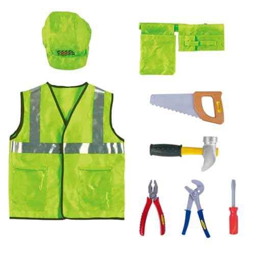 RETUOLWAG Kinderbuilder Arbeiter Kostüm Halloween Feuerwehrmann Outfits Mit Rollenspielwerkzeugzubehör Für 3-12 Jungen Mädchen Kinder Rollenspiel Kostüm RETUOLWAG Kinderbuilder Arbeiter Kostüm Halloween Feuerwehrmann Outfits Mit Rollenspielwerkzeugzubehör Für 3-12 Jungen Mädchen Kinder Rollenspiel Kostüm von RETUOLWAG