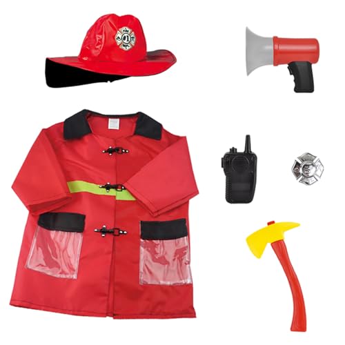 RETUOLWAG Kinderbuilder Arbeiter Kostüm Halloween Feuerwehrmann Outfits Mit Rollenspielwerkzeugzubehör Für 3-12 Jungen Mädchen Kinder Rollenspiel Kostüm RETUOLWAG Kinderbuilder Arbeiter Kostüm Halloween Feuerwehrmann Outfits Mit Rollenspielwerkzeugzubehör Für 3-12 Jungen Mädchen Kinder Rollenspiel Kostüm von RETUOLWAG