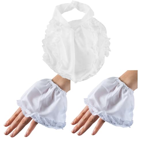 RETUOLWAG Kolonialstile Tricorn Weiße Manschette Schürze Set Black Pirate Historische Lustige Party Für Partys Historischer Schwarzer Pirat Tricorn White Manschetten Schürze Für Party von RETUOLWAG