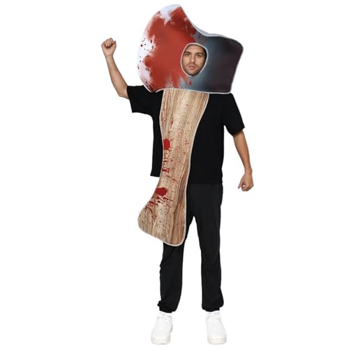 RETUOLWAG Lustiges blutiges Beilen-Halloween-Kostüm, atmungsaktiver Verbundschwammstoff, Horror-Themenparty, Outfit für Erwachsene, Gruppenaufführungen, komödiantisches Horror-Kostüm, Halloween von RETUOLWAG