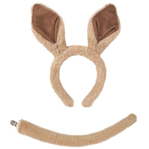 RETUOLWAG Plüschtier Ohren Haarbänder Cosplay Haarband Kostüm Tiere Kopfschmuck Schleifen Krawatte Kopfbedeckung für Geburtstag Mottopartys von RETUOLWAG