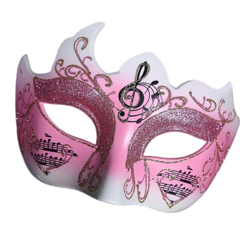 RETUOLWAG Schimmernde venezianische Augenmaske für Damen, mit Musiknoten, halbes Gesicht, Augenmaske für Karneval, Feiern und Kostümpartys von RETUOLWAG