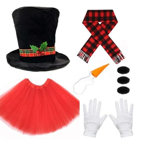 RETUOLWAG Schneemann-Kostüm-Set, Weihnachten, Winter, frostiges Kostüm, Schneemann-Hut mit Tutus-Rock, Karotte, Nasenschal, Handschuhe, Pompons, Bälle RETUOLWAG Schneemann-Kostüm-Set, Weihnachten, Winter, frostiges Kostüm, Schneemann-Hut mit Tutus-Rock, Karotte, Nasenschal, Handschuhe, Pompons, Bälle von RETUOLWAG