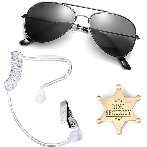 RETUOLWAG Sicherheitswächter-Kostüm, inklusive schwarzer Brille, Ohrstück und Anstecknadel, für Männer und Jungen, Halloween-Verkleidungen RETUOLWAG Sicherheitswächter-Kostüm, inklusive schwarzer Brille, Ohrstück und Anstecknadel, für Männer und Jungen, Halloween-Verkleidungen von RETUOLWAG