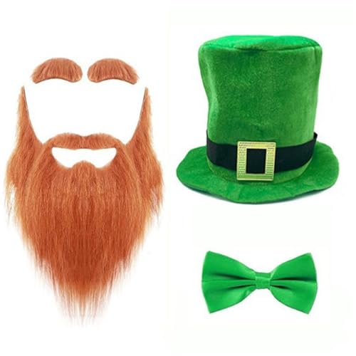 RETUOLWAG StPatrick Day Grüner großer Hut Fliege Bart Kostüm Set Irischer Nationalfeiertag Requisiten Set Karneval Party Dekoration RETUOLWAG StPatrick Day Grüner großer Hut Fliege Bart Kostüm Set Irischer Nationalfeiertag Requisiten Set Karneval Party Dekoration von RETUOLWAG