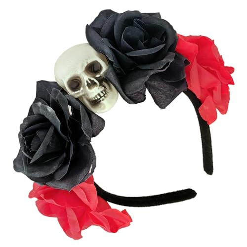 RETUOLWAG Totenkopf Hexe Party Rose Haarreifen Halloween Schädel Rollenspiel Kostüm Abschlussbälle Party Live Show Kopfbedeckung von RETUOLWAG